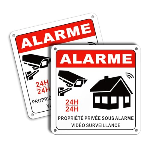 TAKULA Pancarte Video Surveillance - Autocollant Maison sous Vidéo Surveillance Alarme,15 * 15CM Autocollant Alarme Maison,Panneau Propriété Privée|2 Pièces