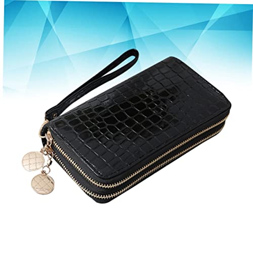 Portable Pu Leather Long Zipper Wallet for Women Large Capacity Black Patent Leather Purse with Multi Slots for Cards Cash Coins and Phones2