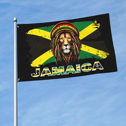 GXVLHQY Jamaica Flags 3x5 Ft Outdoor Rasta Lion Flag for House Yard Polyester Banner All Weather Garden Decoration for Home Porch And Outdoor