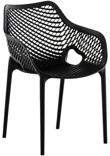 CLP Gartenstuhl/Terrassenstuhl, wetterfest, stapelbar, modernes Design, Kunststoff, Armlehnen, Rückenlehne Nicht verstellbar, Air XL, Farbe:schwarz