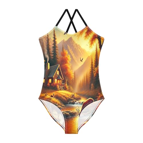 Fall Deer River Bathing Suits for Girls Swimsuit Swimwear Summer Beach One Piece Swimsuits