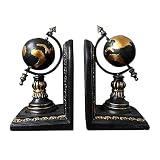 CALIDAKA 2Pcs Globe Bookends Rustic World Globe Book Ends Decorative Bookends Supports Heavy Duty Bo