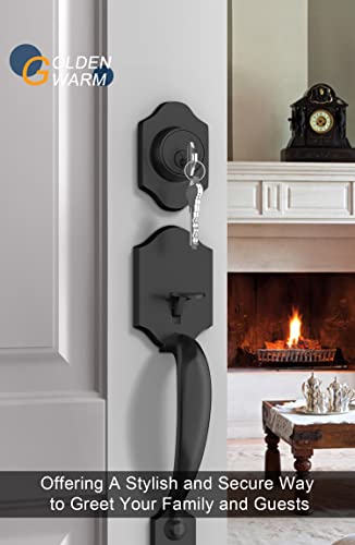 Goldenwarm Front Door Handle And Deadbolt Set, Black Front Door Lock Set With Reversible Handle Lever, Classic Front Door Hardware, Single Cylinder Front Door Entry Lock, Front Door Handles And Locks #TOP1