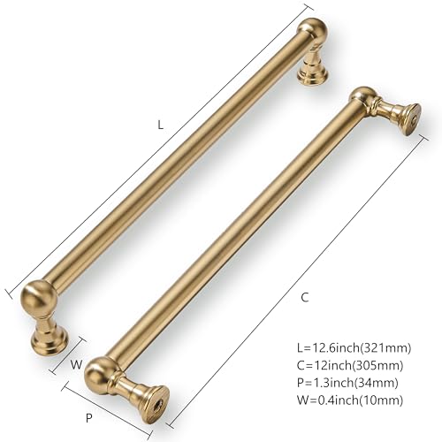 khtumeware 5 Pack 12 Inch Hole Center Champagne Bronze Cabinet Pulls Heavy Duty Solid Satin Brass Cabinet Handles for cabinets Dressers Kitchens Handles Bathroom cabinets by khtumeware - Image 2