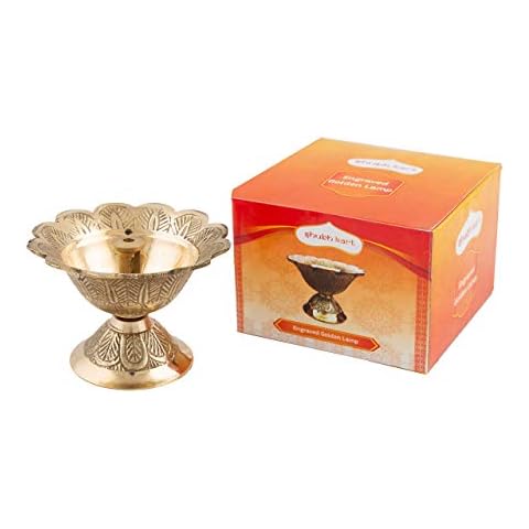 Shubhkart Solid Brass Engraved Floral Oil Lamp Diya for Puja & Other Religious Rituals|Deepak|Home Décor, Office & Temples | Festive Gifts Cover