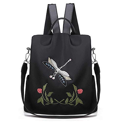 Femmes Toile Oxford 10L Sac à dos brodé Imperméable Antivol Sac d'épaule Cover