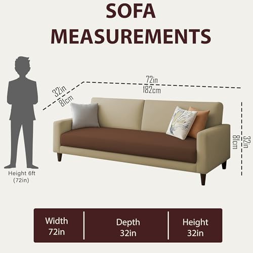 Image of Kathleen 3 Seater Sofa Set for Living Room - Foldable Convertible Couch Furniture for Home, Office or Guest Use, Modern Designer Stylish Comfortable (Cream Brown)