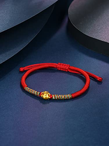 24K Gold Bracelet Zodiac Charm Bracelets Constellation Jewelry Horoscope Sign Red Braided Bracelet Healing Dainty Solid Gold Gifts for Women Men3