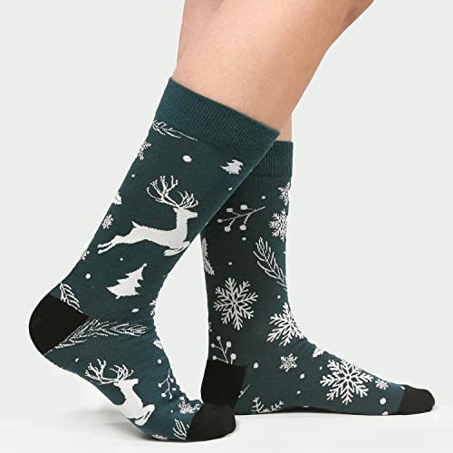 Toes Home Christmas Novelty Funny Socks Mens, 6 Pairs Funky Casual Cotton Socks Fun Patterned Calf Xmas Socks for Men - Image 3