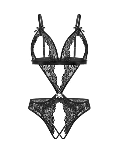 Avidlove Lingerie for Women Sexy Lace Bodysuit Deep V Teddy Babydoll One Piece Lingerie4