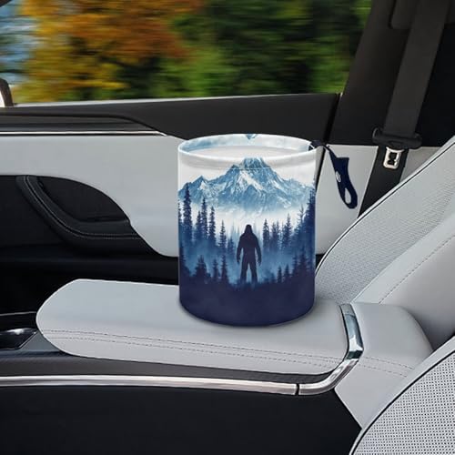 Image of Bigfoot Mountains Forest Car Trash Can Hanging Car Garbage Bin Collapsible Waste Bin Auto Accessories Interior for Car SUV Trucks