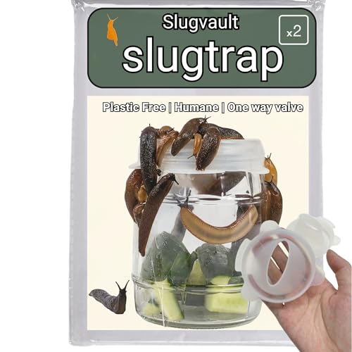 Improved Slug Trap Lid - Indoor/Garden - One-Way Valve for Increased Capture Rate of Slugs and Snails. Plastic-Free Humane Trap or Highly Efficient Slug Killer. (pack of two)