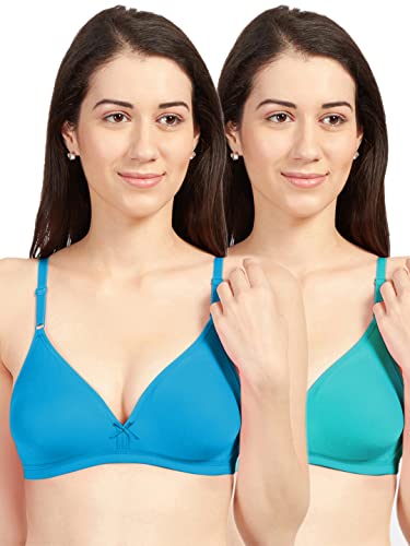 Image of SONARI Omania Womens Non-Padded Cotton Polyester Bras - Solid, Non-Wired, Medium Coverage, Hand Washable (Pack of 2)