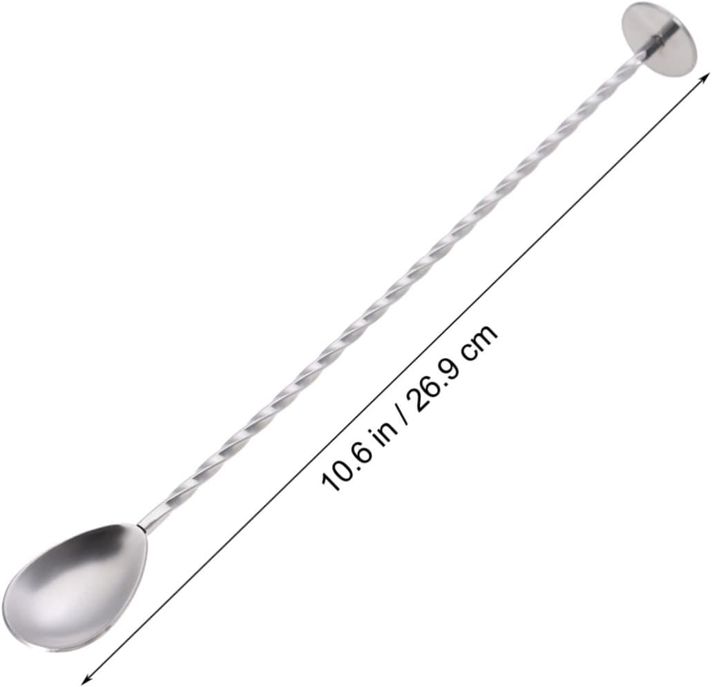 Stainless Steel Cocktail Threaded Bar Spoon Swizzle Stick for Mixed Drinks and Bartending