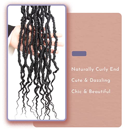 Bohobabe 24 Inch New Faux Locs With Curly End 6 Packs Soft Locs Crochet Hair 72 Strands Long Natural Black Crochet Braids (6 Packs,1B) #TOP5