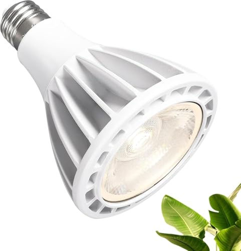 18W LED植物育成ライト、E26口金、フルスペクトル、5,800 K、高演色性、種まき・成長用省エネ植物育成ライト、長寿命、ホワイト