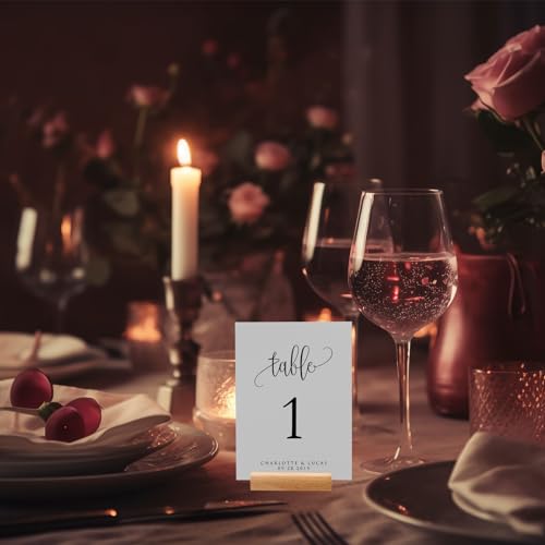 Litimkat 10 Stück Kartenhalter aus Holz für Hochzeiten, Bankette und Partys, Tischnummernhalter aus Buche, Menühalter für Restaurants