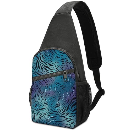 Bolso bandolera Azul con estampado para senderismo miniatura 1