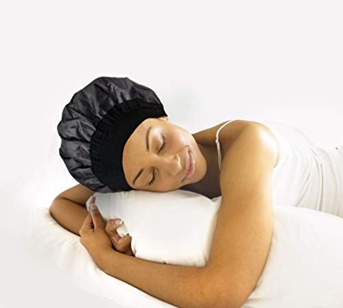 Cordless Deep Conditioning Heat Cap - Microwavable Heat Cap for Steaming, Heat Therapy for Hair, Thermal Spa Hair Steamer Gel Cap (Black)