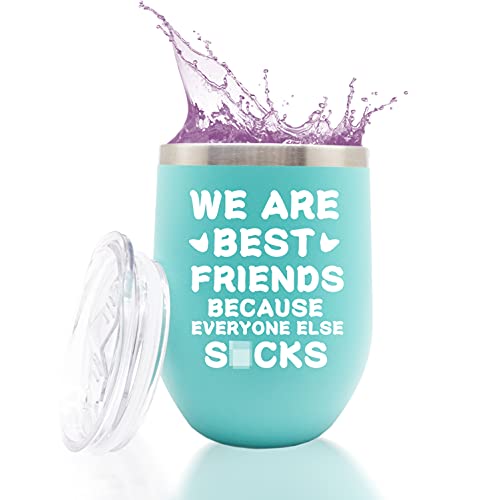 Wine Tumbler, Double Wall Stainless Steel Stemless Insulated Wine Glass, Inspirational Coffee Mug, Thank You Gifts For Friends Wine Lover Christmas Mom Wife Sister Girlfriend, 12 Oz (Mint Green) #TOP3