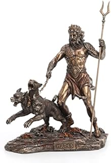 Veronese Design 9 Inch Tall Hades Greek God of The Underworld Sculpture with Hell Hound Cerberus Cold Cast Resin Antique Bronze Finish Statue