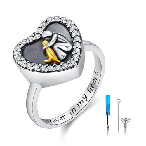 CHENGHONG Anillo de urna para perro, plata de ley 925, anillo de urna de perro, anillo de corazón para cenizas, regalo conmemorativo para amantes de los perros, joyería de recuerdo (9#), Plata de ley,