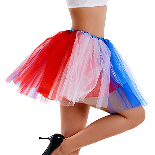 Jupe tutu classique adulte en tulle bleu blanc rouge taille unique