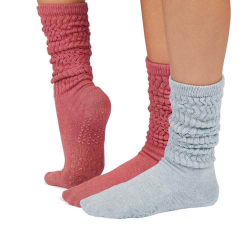 Image of TAVI Stacy Slouch Pilates Socks with Grips for Women | Non-Slip Grip Socks, Patented Grip Sole Design, Soft Organic Cotton Blend, Arch Band Support; Use for Yoga, Barre, Lagree