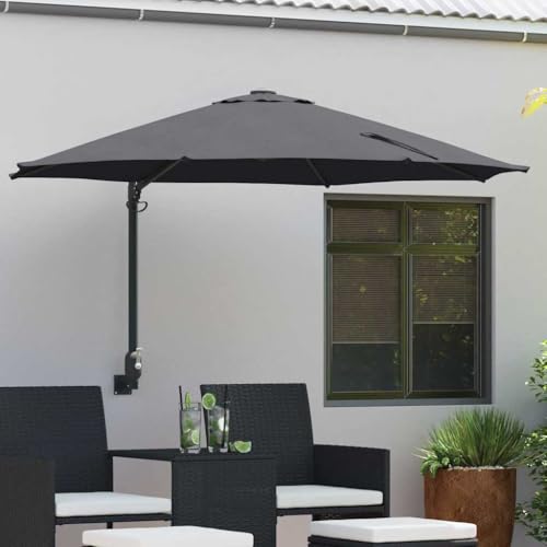 Parasol de jardin en polyester anthracite robuste avec manivelle