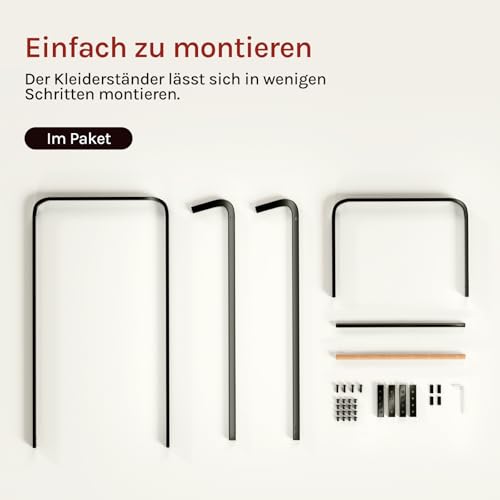 WOLTU Kleiderständer für Schlafzimmer Garderobenständer Metall Kleiderstange für Mäntel, Schwarz 40x40x140 cm (BxTxH)