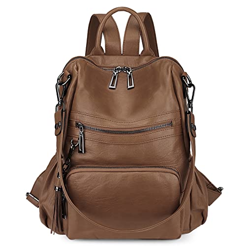 Image of Uromee Travel Backpack Purse for Women Vegan Leather Ladies Fashion Tassel Shoulder Bag Convertible