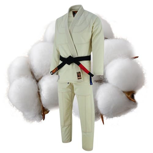 JAGUAR PRO GEAR ORGANO - Pure Organic Cotton Light Weight Kimono Brazilian Jiu Jitsu Gi Unisex (A-4, White)