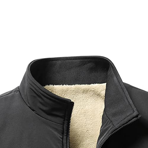 JEsilunmaMY Men's Warm Winter Thicken Sherpa Jacket Full Zip Stand Collar Fleece Lined Coat Casual Bomber Cotton Jacket3