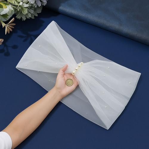 MAYJOYDIY White Tulle Shawls One-Shoulder Tulle Shawl Detachable Bridal Capelets3