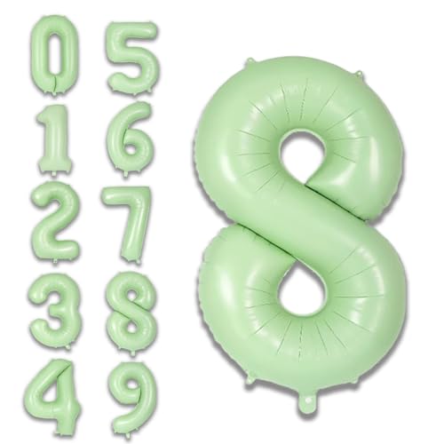Image of Solid Green 8 /Eight Number Foil Balloons 32 inch toy 8th Birthday Party Decoration Helium Supported