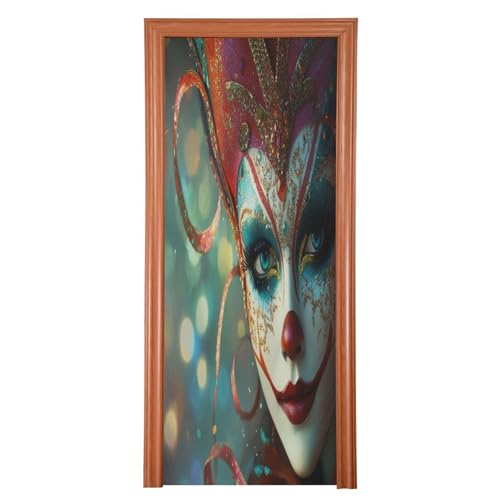 FLildon Mardi Gras Carnival Door Cover Decoration, Party Accessory Porch Decor for Festive Ornament Room Door Covers 32 x 79 Inch