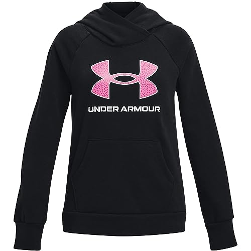 Sweat à capuche Under Armour Rival Fleece fille noir et rose chaud pour grand enfant