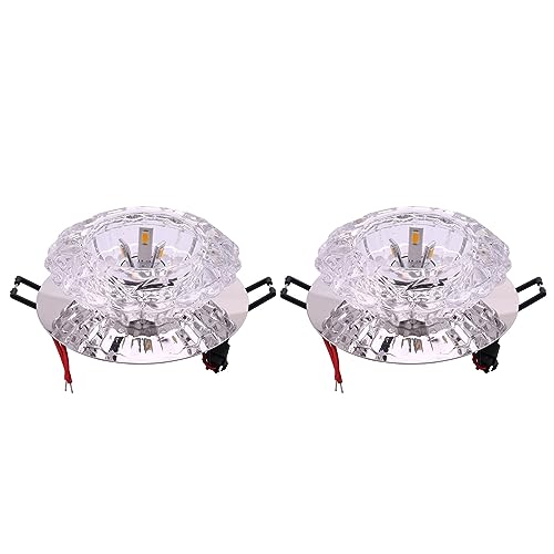 Plafonnier LED encastrable en cristal 3W blanc chaud haute luminosité x2