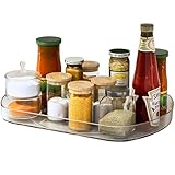 Voova Lazy Susan Turntable Organizer for Refrigerator, 360° Rotating Fridge Organizers and Storage,Rectangle Condiment Organizer Rack for Fridge,Cabinet, Kitchen, Pantry, Countertop, Clear (1 Pack)