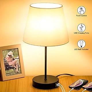Touch Control Table Lamp, 2 USB Charging Ports, 3 Way Dimmable Bedside Nightst