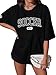 ASTANFY Soccer Mom Shirt Womens Oversized Game Day Shirt Soccer Graphic T Shirts Short Sleeve Black