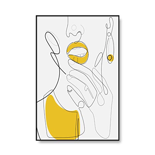 Décoration d'intérieur moderne avec triptyque affiche et impression jaune