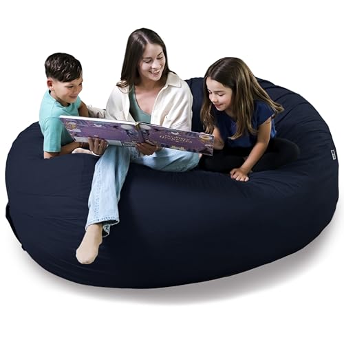 Image of Big Joe Fuf 8Ft Giant Foam Bean Bag Chair, Oversized Couch with Removable Cover for Kids, Teens, Adults, Cobalt Lenox, Durable Woven Polyester, 8 Foot