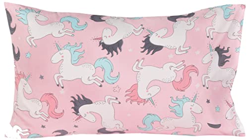 J-Pinno Pink Unicorn 100% Cotton 3 Pieces Cartoon Toddler Sheet Set For Kids Boys Girls, Flat Sheet Fitted Sheet And Pillowcase, Cozy Breathable Unisex Nursery School Crib Bedding Set (Unicorn) #TOP4