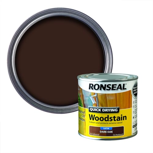 Ronseal QDWSDO250 250ml Woodstain Quick Dry Satin - Dark Oak