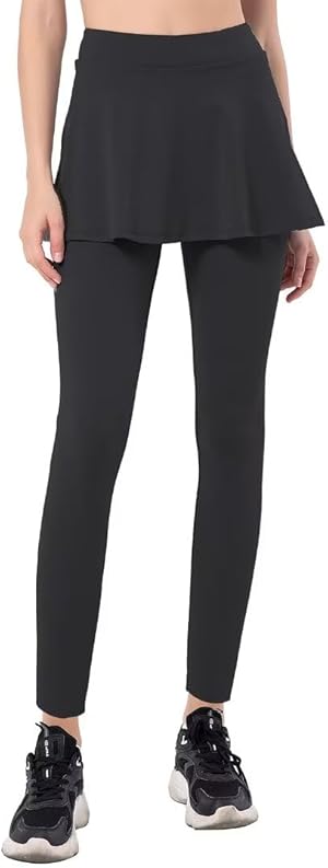  Athletischer Faltenrock mit Sportleggings für mollige Damen