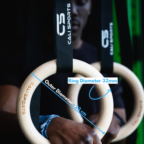 image for CALI SPORTS Wooden Gymnastic Rings, Olympic Rings Best Rated Gymnastic