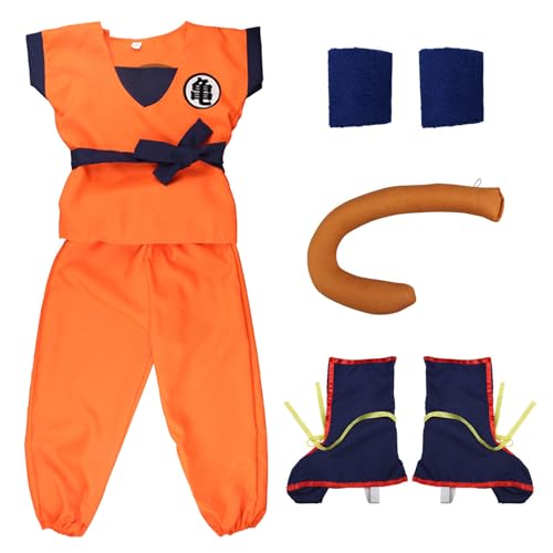 Awonlate Disfraz Goku Niño, Anime Cosplay Set, Disfraz Infantil Cosplay, Disfraces de Cosplay, Infantil Unisex Cosplay para Halloween Carnaval Navidad Disfraz de Fiesta(Talla:110-120)