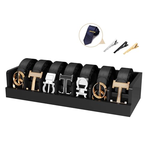 Piconico Belt Storage Organizer Box - 7 Grids Bamboo Belt