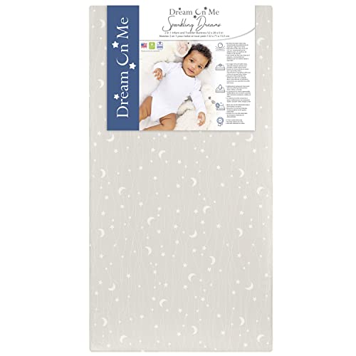 Image of Dream On Me Sparkling Dreams 2 in 1 Baby Mattress, Fits All The StandardCribs, Full Size Cribs and Toddler Beds, Dual Sided Crib Mattress for Infants & Toddler, Made in USA